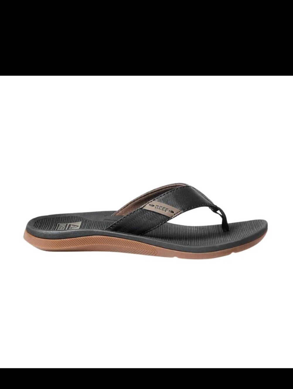 Reef Santa Ana Men’s Flip Flops Black Vegan Leather Waterproof Non Slip